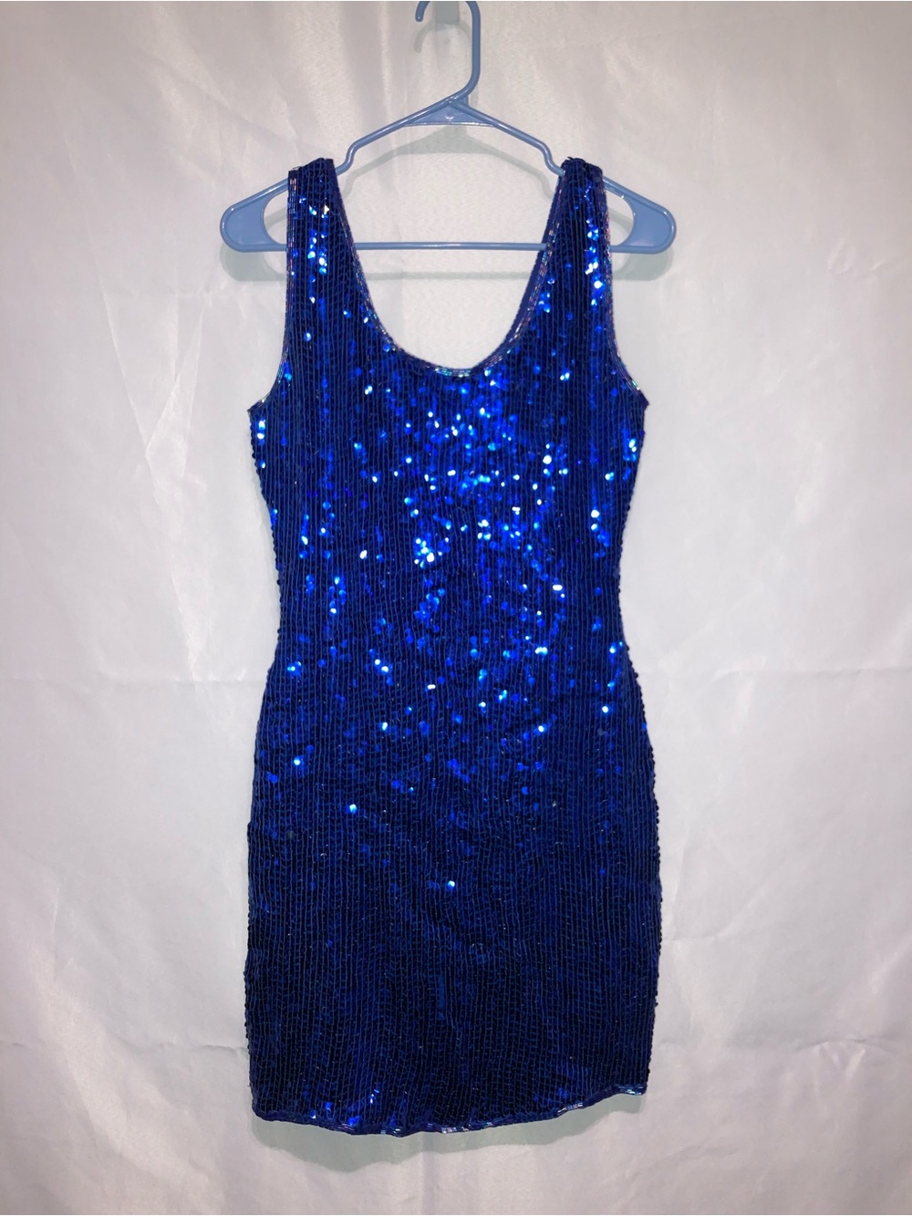 Expressions Metallic Cobalt Blue Sequin Mini Dress